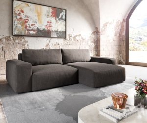 Rohová pohovka Lanzo XL 280x175 cm mikrovlákno khaki hnědá variabilní