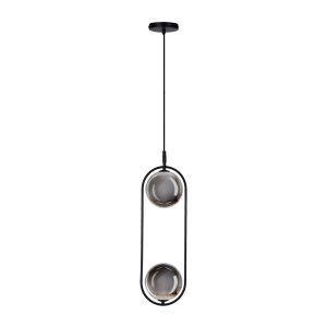 Elegantní závěsná lampa CORDEL - černá s grafitovými kuličkami - minimalistické osvětlení obývacího pokoje 2x G9 LED