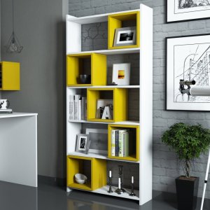 Knižnica Box - White, Yellow