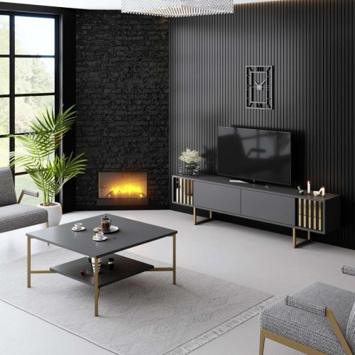 TV stolek Gold Line - Anthracite, Gold