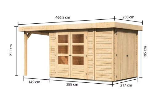 Dřevěný zahradní domek RETOLA 2 Dekorhome - ŠÍŘKA: 288 cm