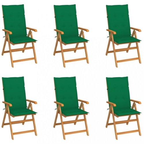 Zahradní židle 6 ks teak / látka Dekorhome - BAREVNÁ VARIANTA: Červená