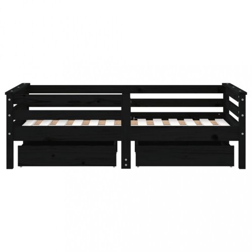 Dětská postel se zásuvkami černá 70x140 cm masivní borové dřevo