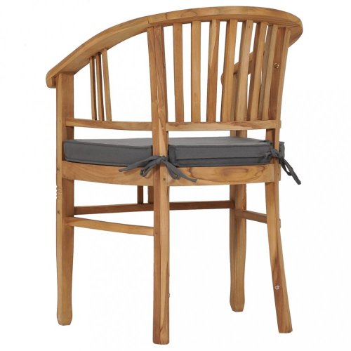 Zahradní židle s poduškami 2 ks  teakové dřevo Dekorhome - BAREVNÁ VARIANTA: Šedá