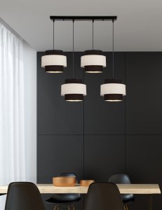 Závesná lampa Benta čierna 4x40W e27 tienidlo čierne+krémové