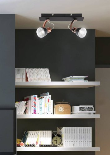 Nástenná lampa s krycou páskou 2X50W GU10 čierna/medená MARKUS