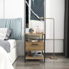 Nočný stolík Alba - Black, Oak