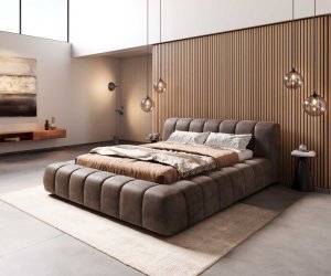 Čalúnená posteľ Cutio 140x200 cm mikrovlákno taupe vintage