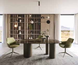 Jídelní stůl Edge oválný 200x100 keramika Laminam® Emperador Extra