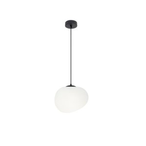 Závěsná lampa STONES 20 cm v japonském stylu - s bílým stínidlem inspirovaným kamenem - minimalistické stropní osvětlení do obývacího pokoje E27