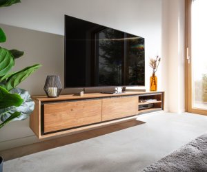 TV stolek Stonegrace 175 cm přírodní akácie 2 dvířka 2 přihrádky