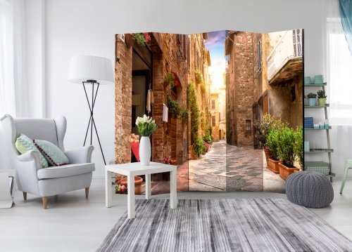 Paraván Colourful Street in Tuscany Dekorhome - ROZMER: 225x172 cm (5-dielny)