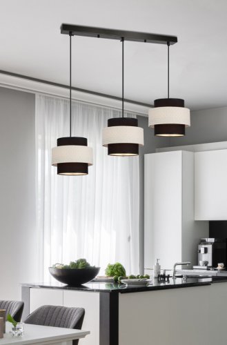 Závesná lampa Benta čierna 3x40W e27 tienidlo čierne+krémové
