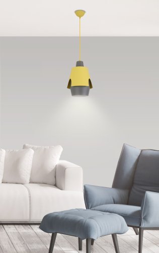 Závesná lampa žltá/sivá E27 Falun Ledea