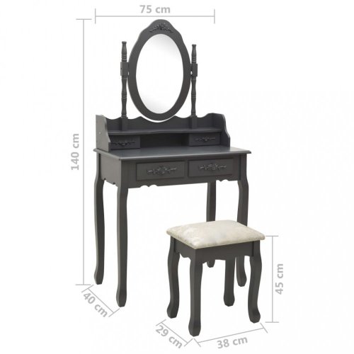 Toaletný stolík s taburetom Dekorhome - BAREVNÁ VARIANTA: Biela