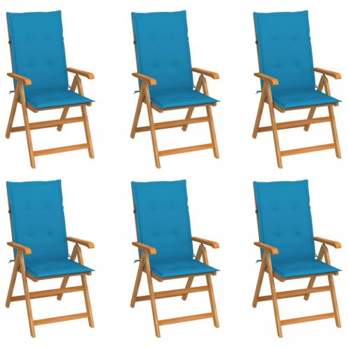 Zahradní židle 6 ks teak / látka Dekorhome - BAREVNÁ VARIANTA: Červená / bílá