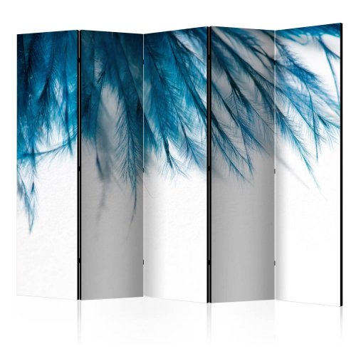 Paraván Sapphire Feathers Dekorhome - ROZMĚR: 225x172 cm (5-dílný)