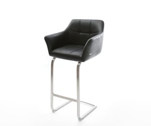 Barová židle Yulo-Flex pravá kůže černá jídelní židle plochý