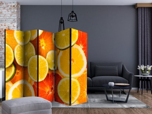 Paraván Citrus fruits Dekorhome - ROZMER: 225x172 cm (5-dielny)