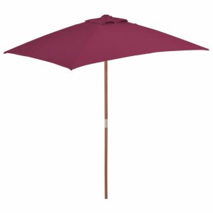 vidaXL Zahradní slunečník s dřevěnou tyčí 150 x 200 cm vínový