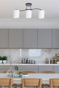 Stropná lampa Esnyr chróm+čierna 3x40 E27 biele tienidlo