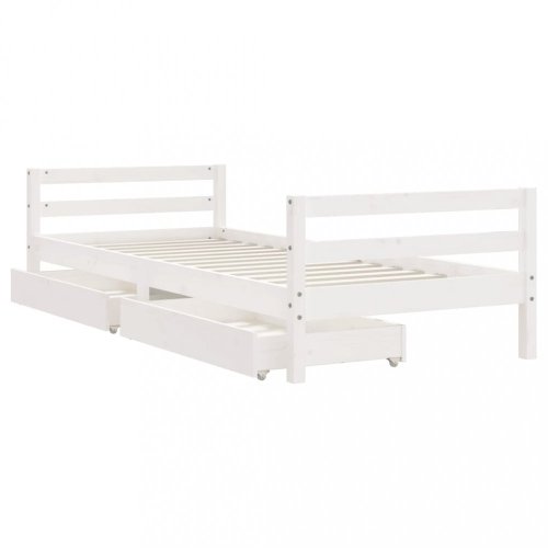 Dětská postel se zásuvkami bílá 80x200 cm masivní borové dřevo