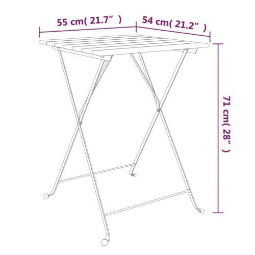 Skládací bistro stůl 55 x 54 x 71 cm masivní akácie a ocel