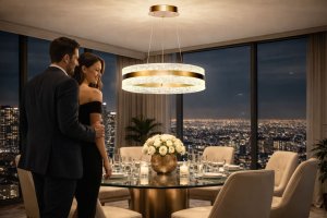 CASTILLO 60 lampa wisząca złoty 35W LED 3000, 4500, 6500K kryształki bezbarwne