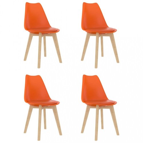 Jedálenská stolička 4 ks plast / umelá koža / buk Dekorhome - BAREVNÁ VARIANTA: Červená