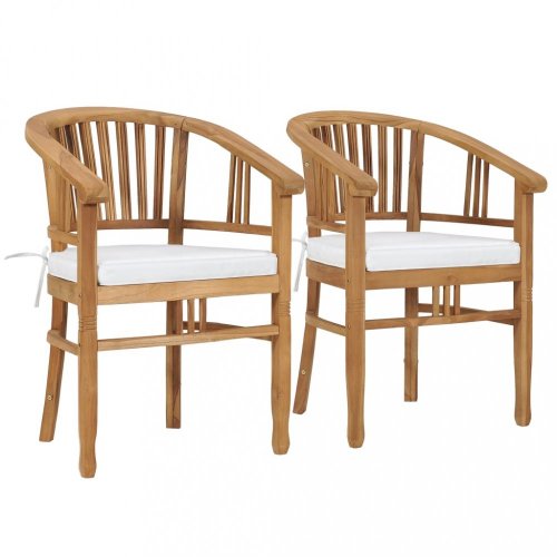 Záhradná stolička s poduškami 2 ks teakové drevo Dekorhome - BAREVNÁ VARIANTA: Krémová