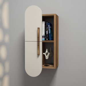 Nástenná polica Rose - Walnut, Cream