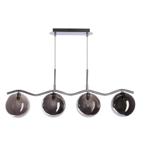 Závesná lampa LUMOS 4x20W G9 chrómové tienidlá zo skla grafitové moderné elegantné svietidlo do obývačky jedálne do spálne glamour