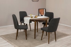 Jedálenský set s rozkladacím stolom a stoličkami (5 kusov) Vina 1053 - Anthracite, Walnut