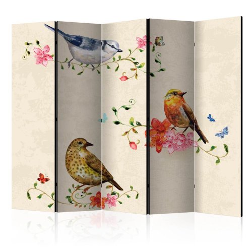 Paraván Bird Song Dekorhome - ROZMĚR: 135x172 cm (3-dílný)