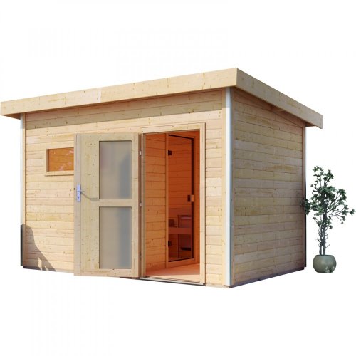 Venkovní finská sauna s předsíní 337 x 196 cm Dekorhome