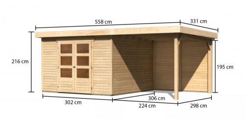 Dřevěný zahradní domek ASKOLA 6 s přístavkem 240 Dekorhome - BAREVNÁ VARIANTA: Antracit