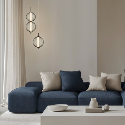 Drátěná závěsná lampa PUMA s kulovými stínidly 14 x 38 cm – designové osvětlení obývacího pokoje LED 3000K
