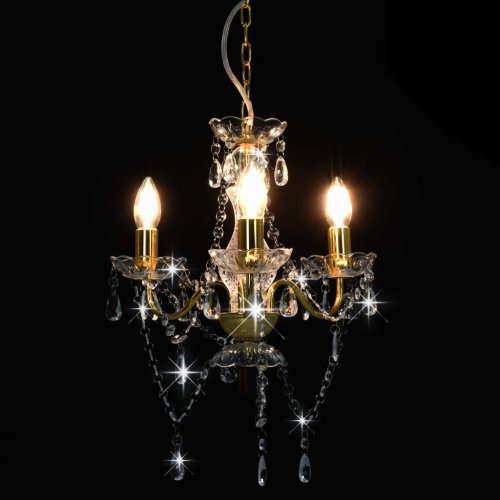 Závěsná lampa lustr 3 x E14 Dekorhome - BAREVNÁ VARIANTA: Zlatá