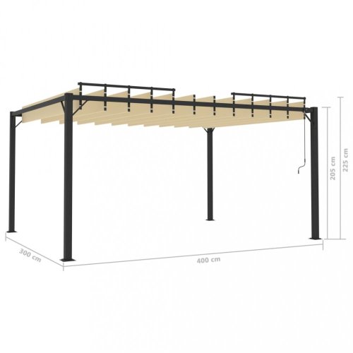 Pergola s lamelovou střechou 3 x 4 m hliník / látka Dekorhome - BAREVNÁ VARIANTA: Šedá