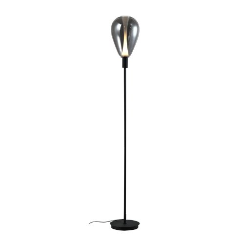 Lampa podłogowa Denso czarna z dymionym szklanym kloszem nowoczesna 1x5W G9