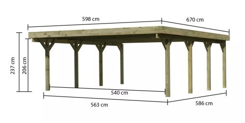Dřevěný přístřešek / carport CLASSIC 2A Dekorhome