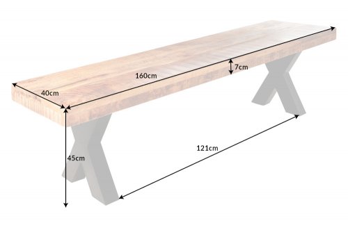 Jídelní lavice THOR 7 cm Dekorhome - ŠÍŘKA: 160 cm