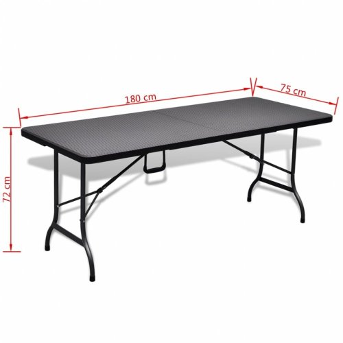 Skladací záhradný stôl 180x75 cm čierna imitácia ratanu