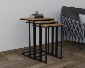 Sada odkladacích stolíkov (3 kusy) Stoli - Black, Oud