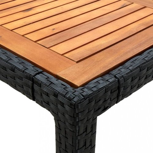 Zahradní stůl 90 x 90 x 75 cm polyratan a akáciové dřevo černý