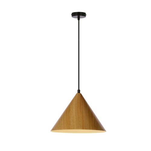 Závesná lampa Dunca 25 Čierna 1X40 E27 Svetlý dubový tienidlo