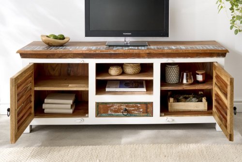 TV stolek IOKASTE Dekorhome - BAREVNÁ VARIANTA: Recyklované dřevo