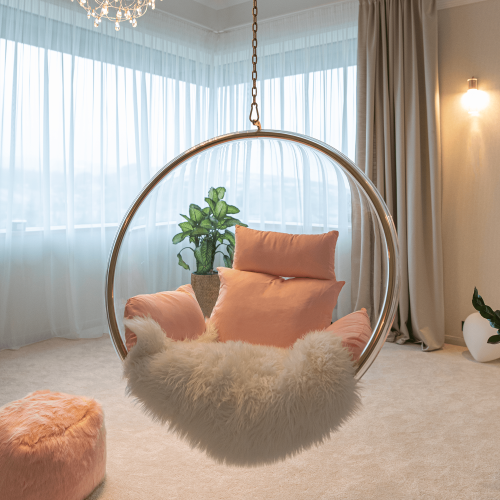 Závesné kreslo BUBBLE TYP 1 NEW - BAREVNÁ VARIANTA: Šedá / zlatá