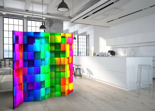 Paraván Colourful Cubes Dekorhome - ROZMER: 135x172 cm (3-dielny)