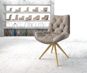 Otočná židle Taimi-Flex taupe vintage mikrovlákno dřevěná podnož